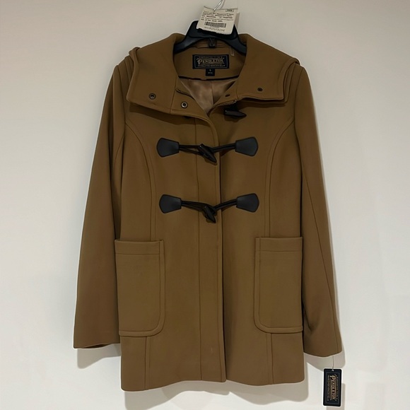 Pendleton Hooded Wool Blend Duffle Coat Size Women's 6P Camel